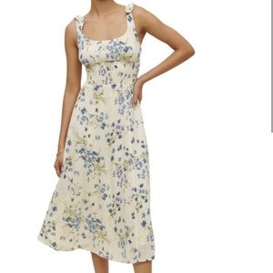 Reformation Darby White Floral Midi Dress